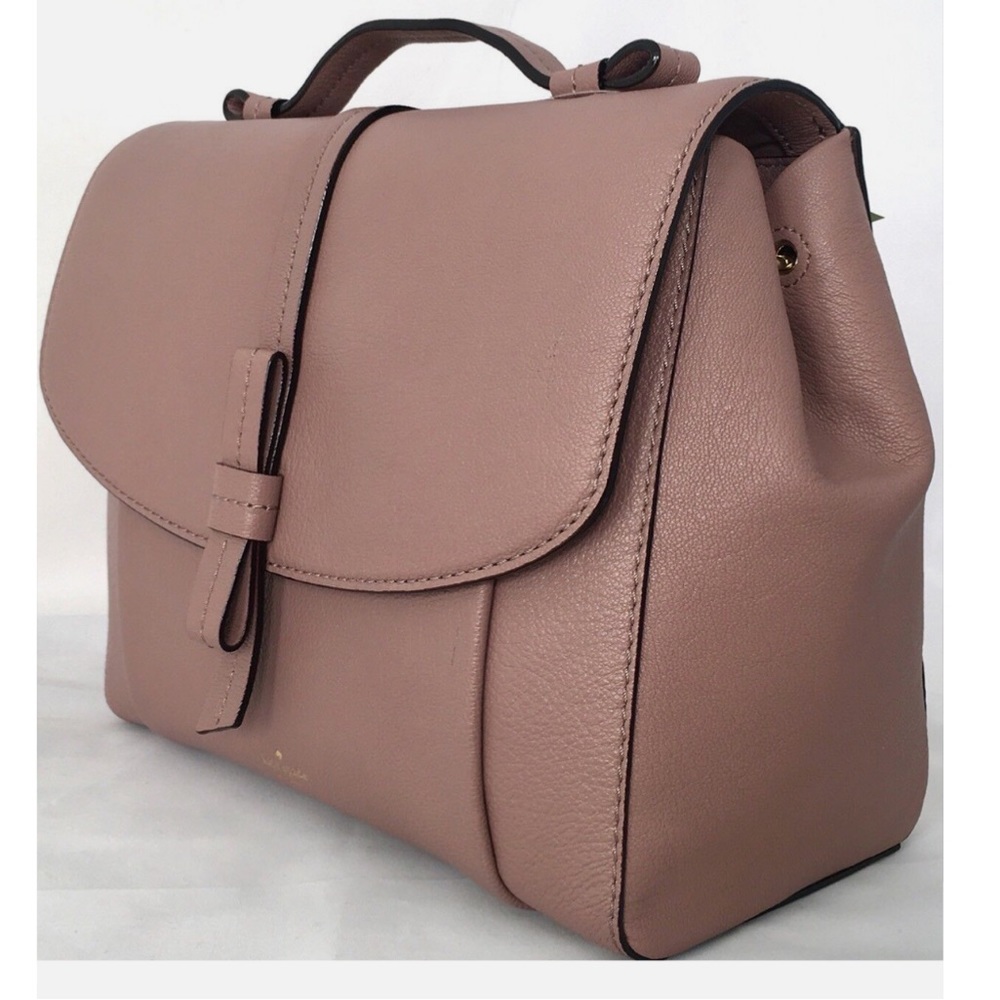 Kate Spade Fleur Randall Street Leather Satchel Handbag Porcini